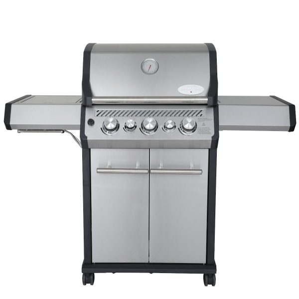 SANTOS Gasgrill S-318 | Seiten- & Heckbrenner, Edelstahl inkl. Drehspieß, Rostheber & Silikonablage (Kopie) – Bild 2