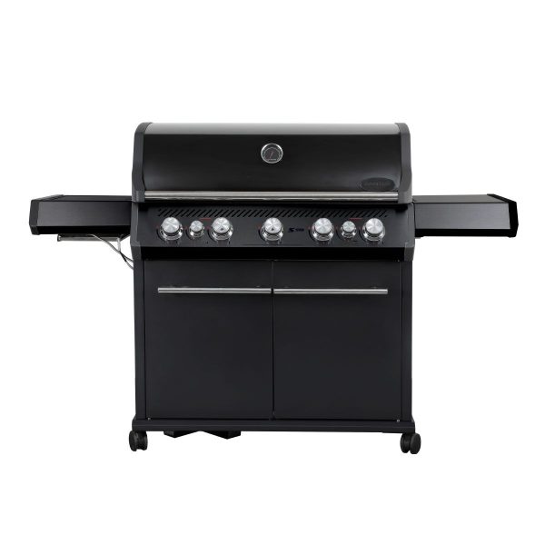 SANTOS S-518 All Black mit Seiten- und Heckbrenner, Schwarz, inkl. Drehspieß, Rostheber & Silikonablage – Bild 2