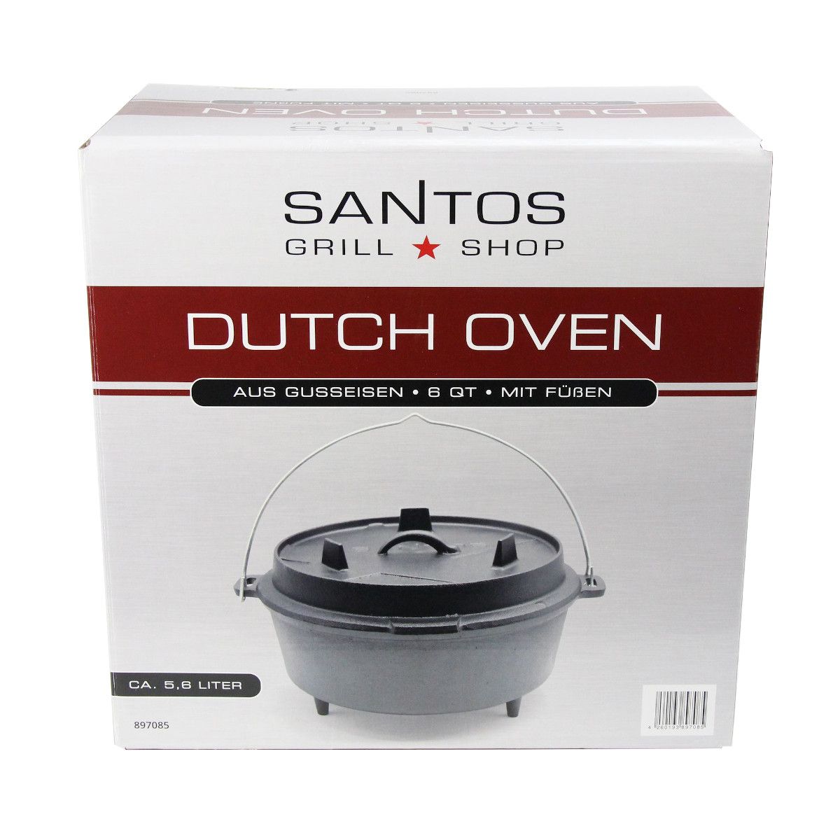 SANTOS Dutch Oven 6qt mit Füßen – Bild 4