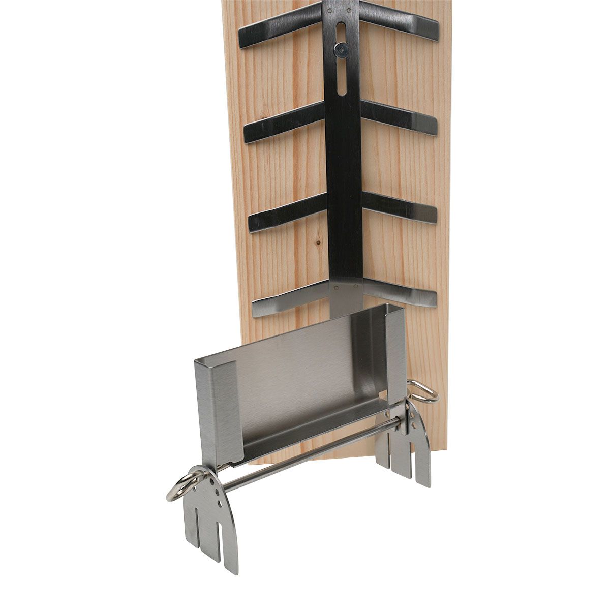 SANTOS Flammlachshalter aus Edelstahl inkl. Flammlachsbrett aus Zedernholz – Bild 9